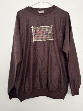Northern Reflections Cabin Plaid Graphic Sweatshirt M
